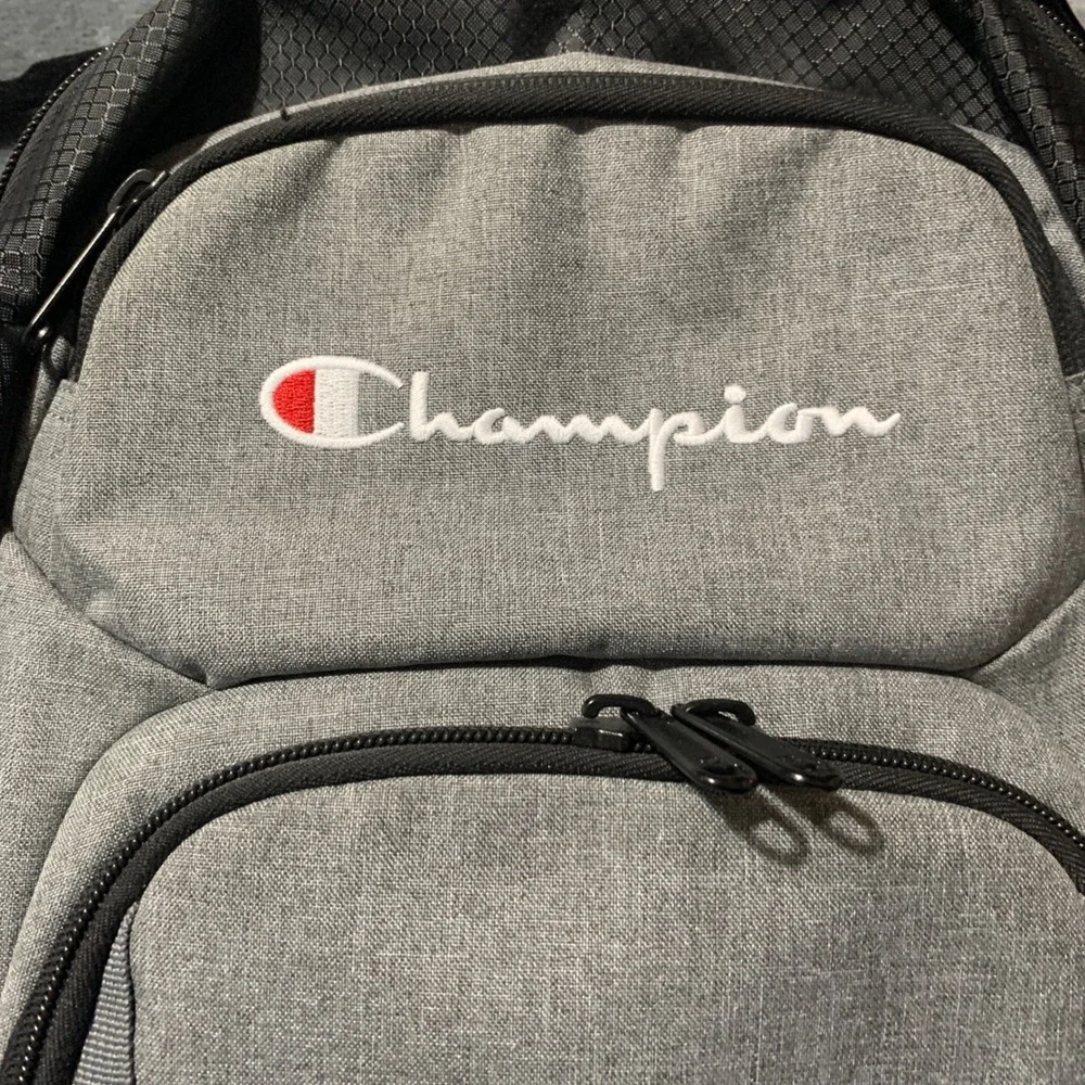 Champion Authentic Gray Black Ripstop Backpack School Travel Bag NWT